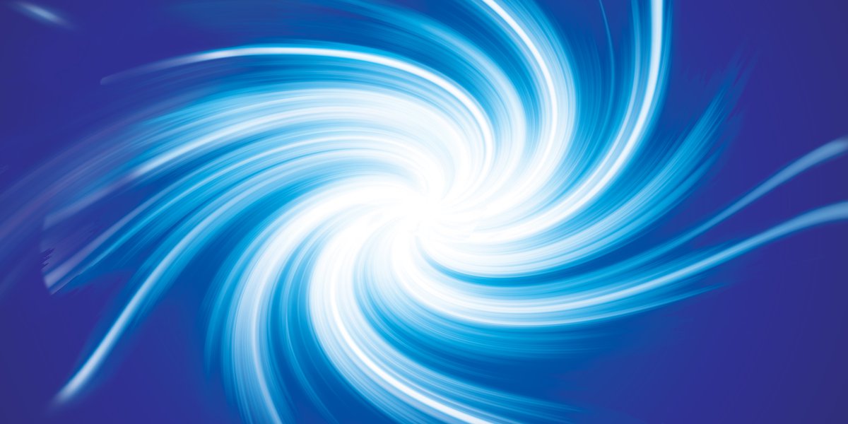Blue background with a white light swirl in the middle