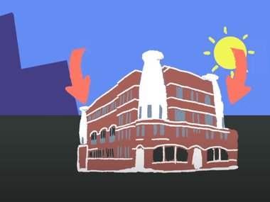 Graphic showing how the sun can heat surfaces differently