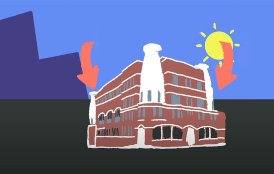 Graphic showing how the sun can heat surfaces differently
