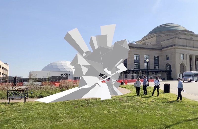 Cosmic Perception, by Albritton and Lee, will be the large public art piece included in The Green. It is designed as a conceptual and sculptural counterpoint to the Museum&#x27;s iconic Kugel Ball.