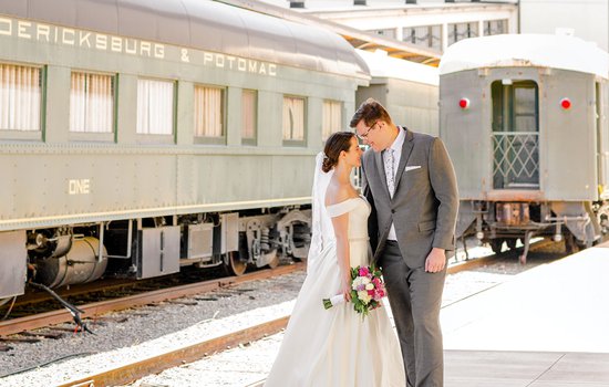 Couple in Garner Pavilion RF&P by Michael & Laura Photography
