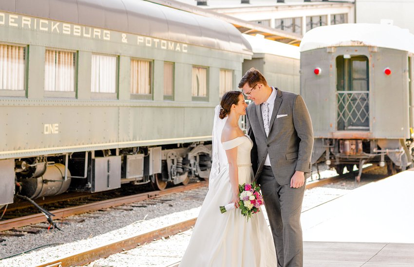 Couple in Garner Pavilion RF&P by Michael & Laura Photography