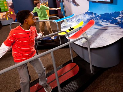 Guests enjoy interactive snowboard in the touring exhibition MathAlive!