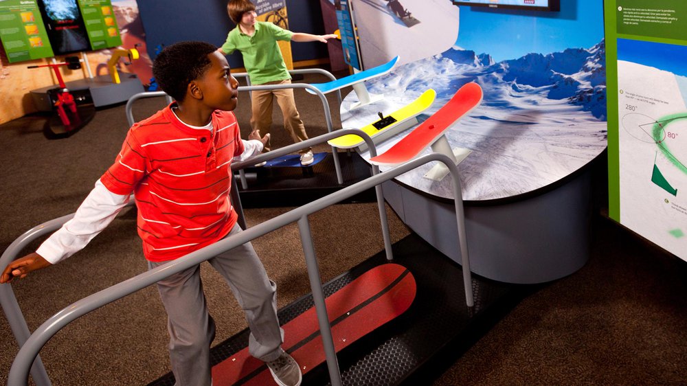 Guests enjoy interactive snowboard in the touring exhibition MathAlive!