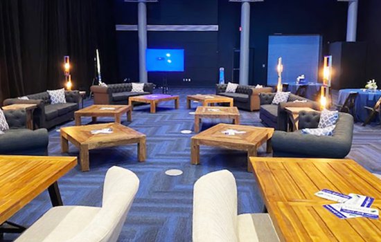 Image of lounge setup in the Dewey Gottwald Center