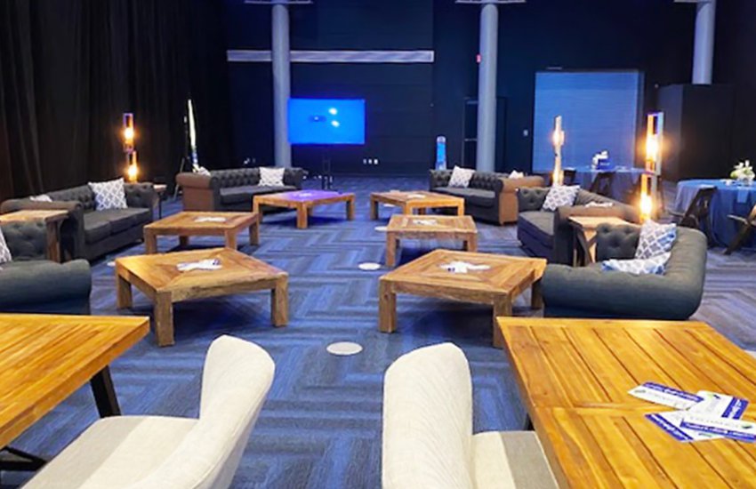 Image of lounge setup in the Dewey Gottwald Center