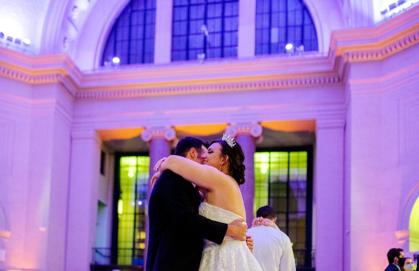 Image of wedding couple in Rotunda by Paige Stevens Photography