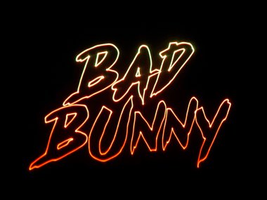 Bad Bunny written in lasers