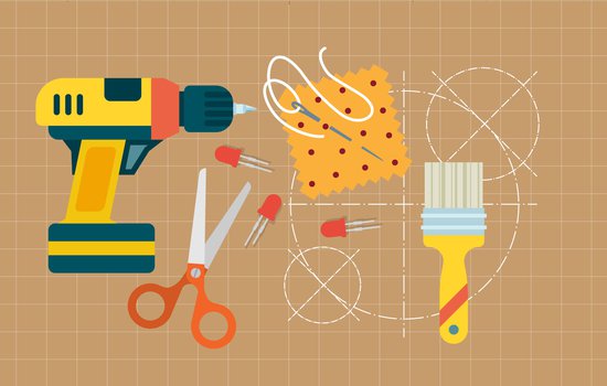 decorative image of a drill, scissors sewing and a paint brush.jpg