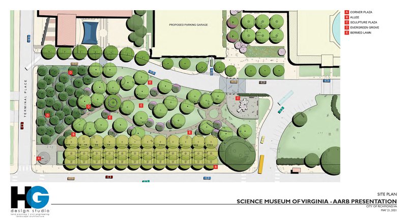 This is a drawing showing projects and plantings planed to be completed in Phase 1.