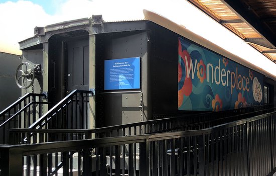 Photography of the exterior of the WonderPlace train car