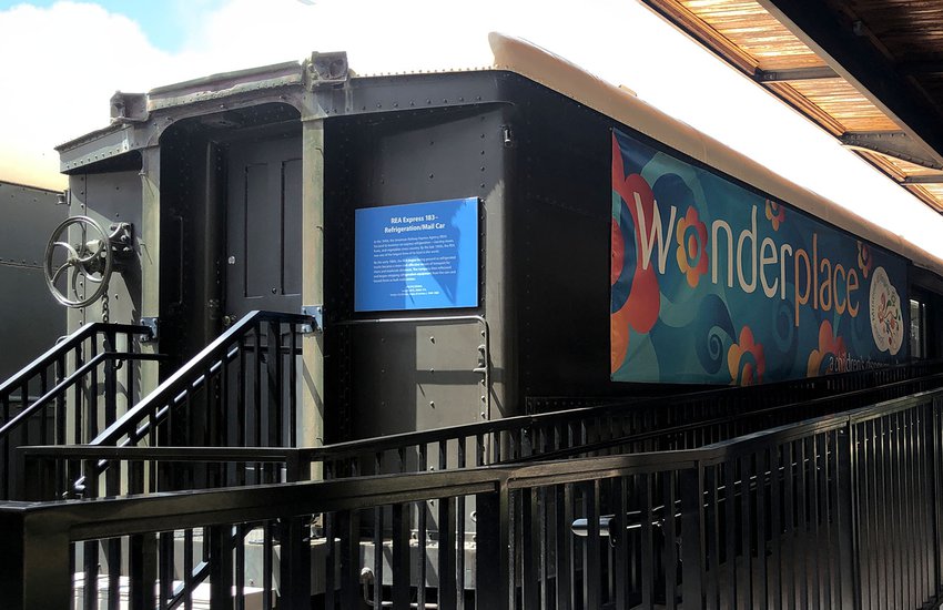 Photography of the exterior of the WonderPlace train car