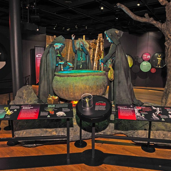 display with three witches stirring a potion in a cauldron.jpg