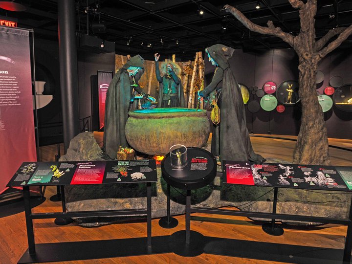 display with three witches stirring a potion in a cauldron.jpg