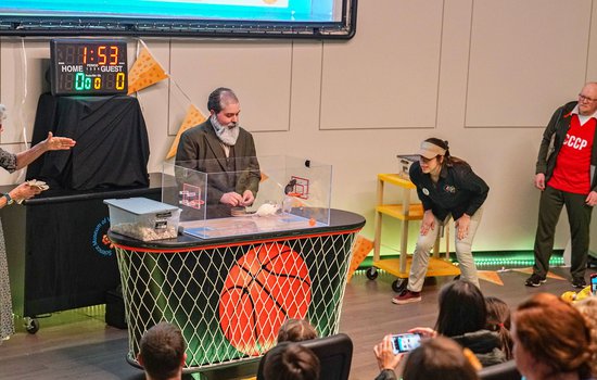 Rat basketball presentation in the Barbara Thalhimer Theater