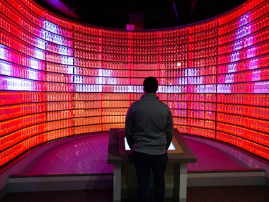 Water bottle wall in Boost exhibition.