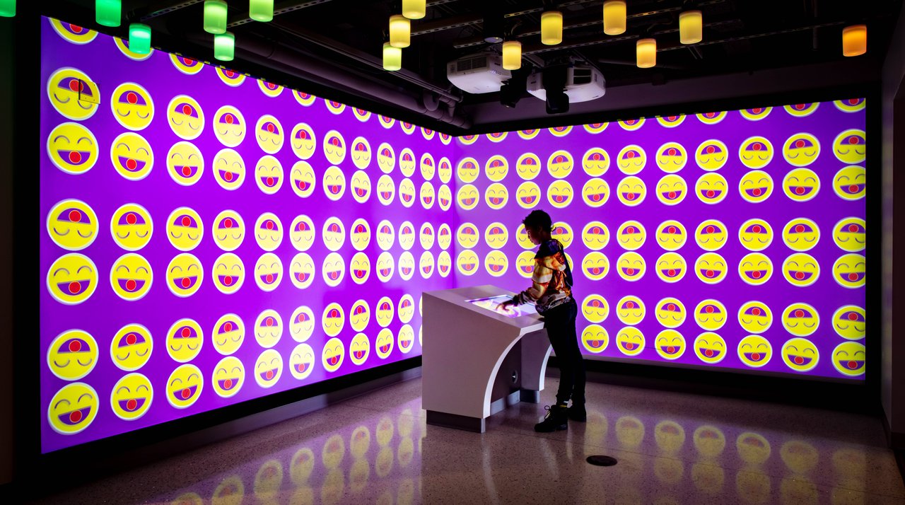 Digital design wall outside of The Forge.