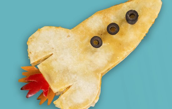 quesadilla in the shape of a rocketship
