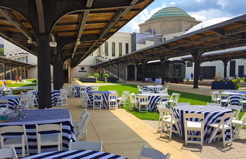 Tables setup in the Garner Pavilion