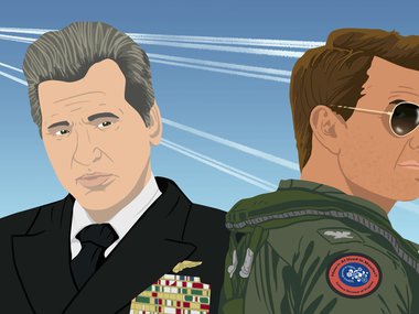 An illustration of Val Kilmer and Tom Cruise.