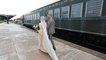 Wedding couple by RF&P train by Amanda Maglione Photography
