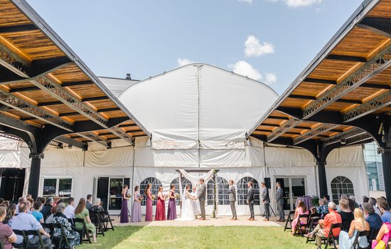 Wedding outside Thalhimer Pavilion by Michael & Laura Photography