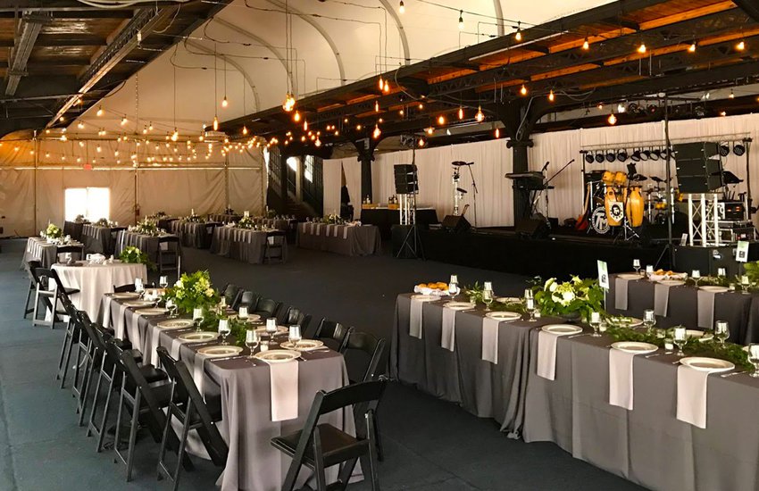 Wedding reception in the Thalhimer Pavilion by Lighting Professors