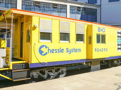 Yellow Chessie System caboose
