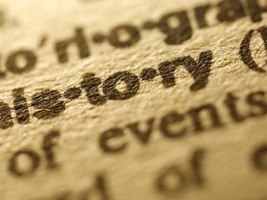 The word history on paper.