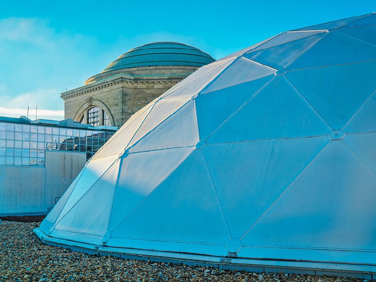 Exterior shot showing the roof of The Dome
