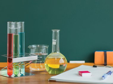 Scientific equipment with liquids in it.